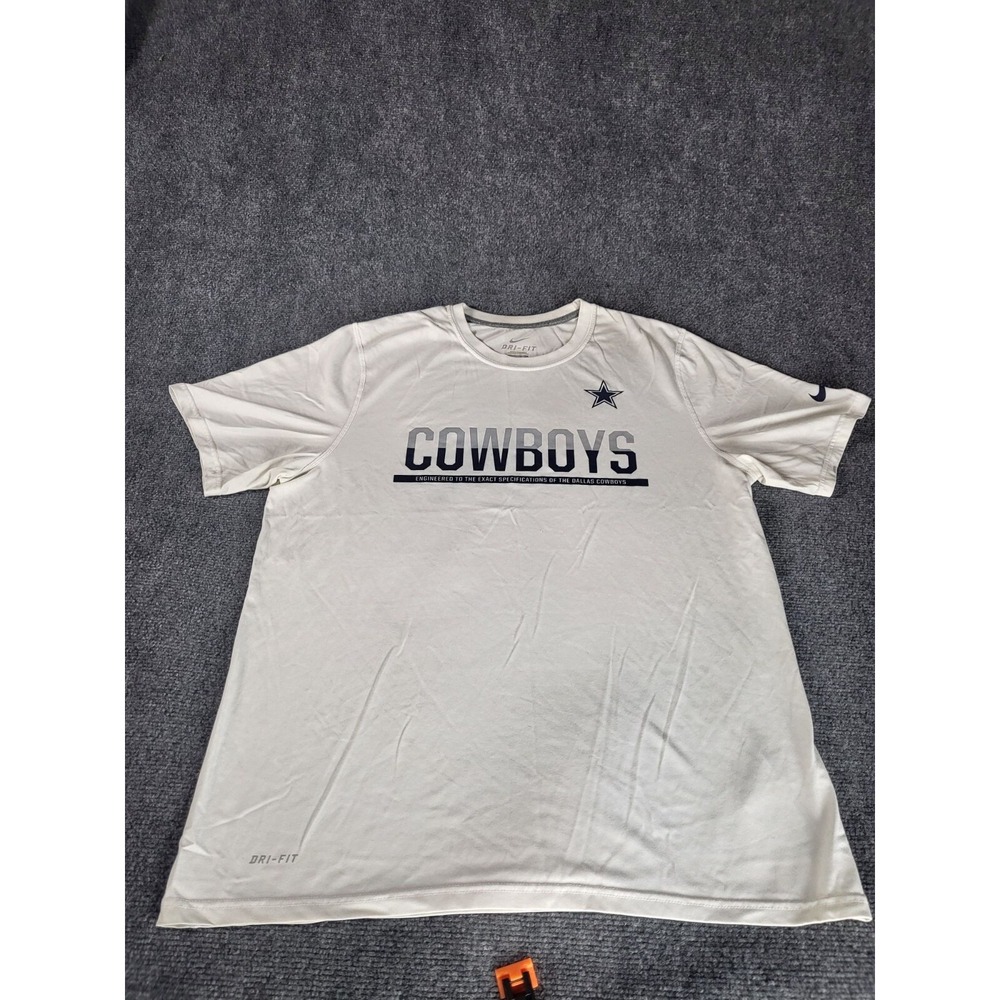 Nike Dri Fit Dallas Cowboys Shirt Men L White Spellout Star Graphic Tee NFL Nike